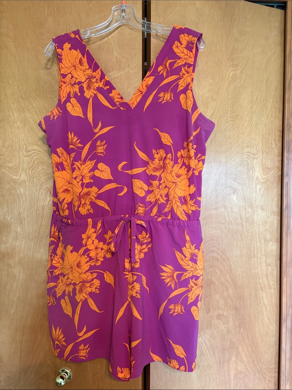 Toad&Co Purple and Orange Floral V-Neck Romper
